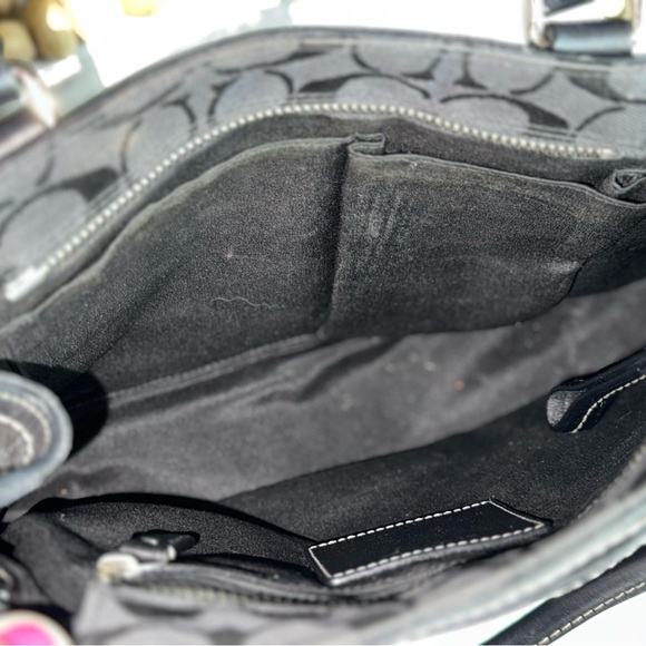 Vintage COACH Black Signature Canvas Hampton Satchel Bag - Picture 4 of 6